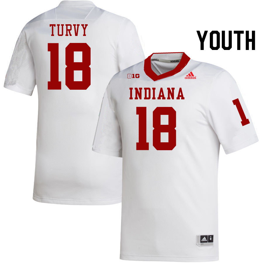 Youth #18 Andrew Turvy Indiana Hoosiers College Football Jerseys Stitched-White